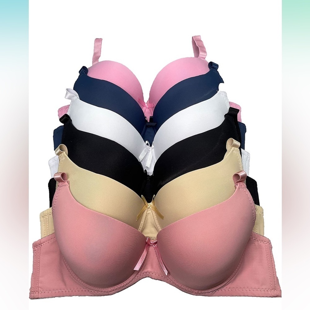 🆕 Secret 6 Pack of Color Print T-Shirt Bras B Cup C Cup and D Cup